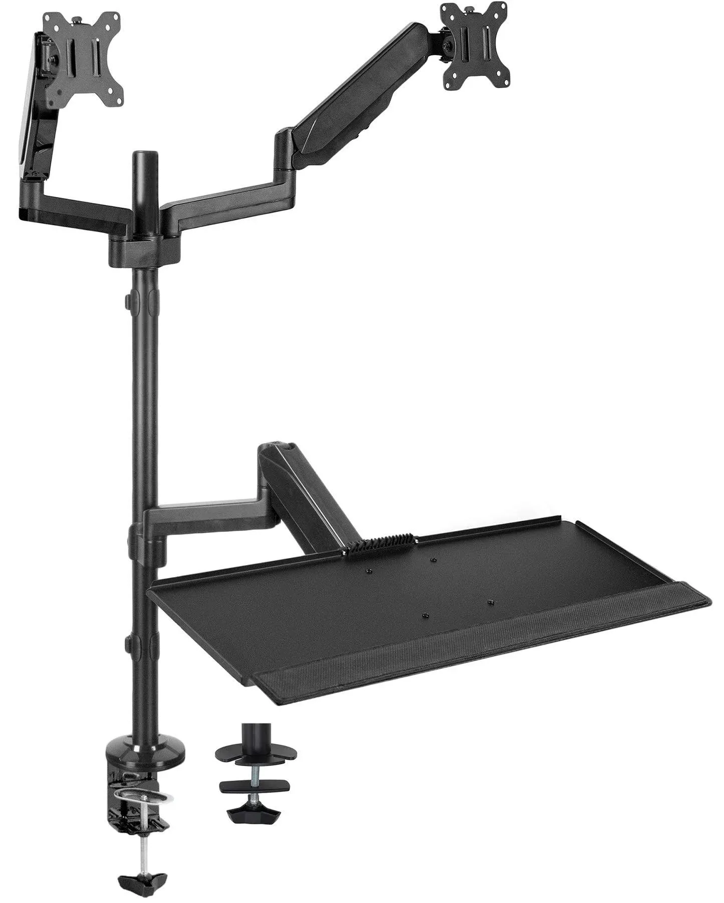 VIVO Sit-Stand Dual Monitor Workstation