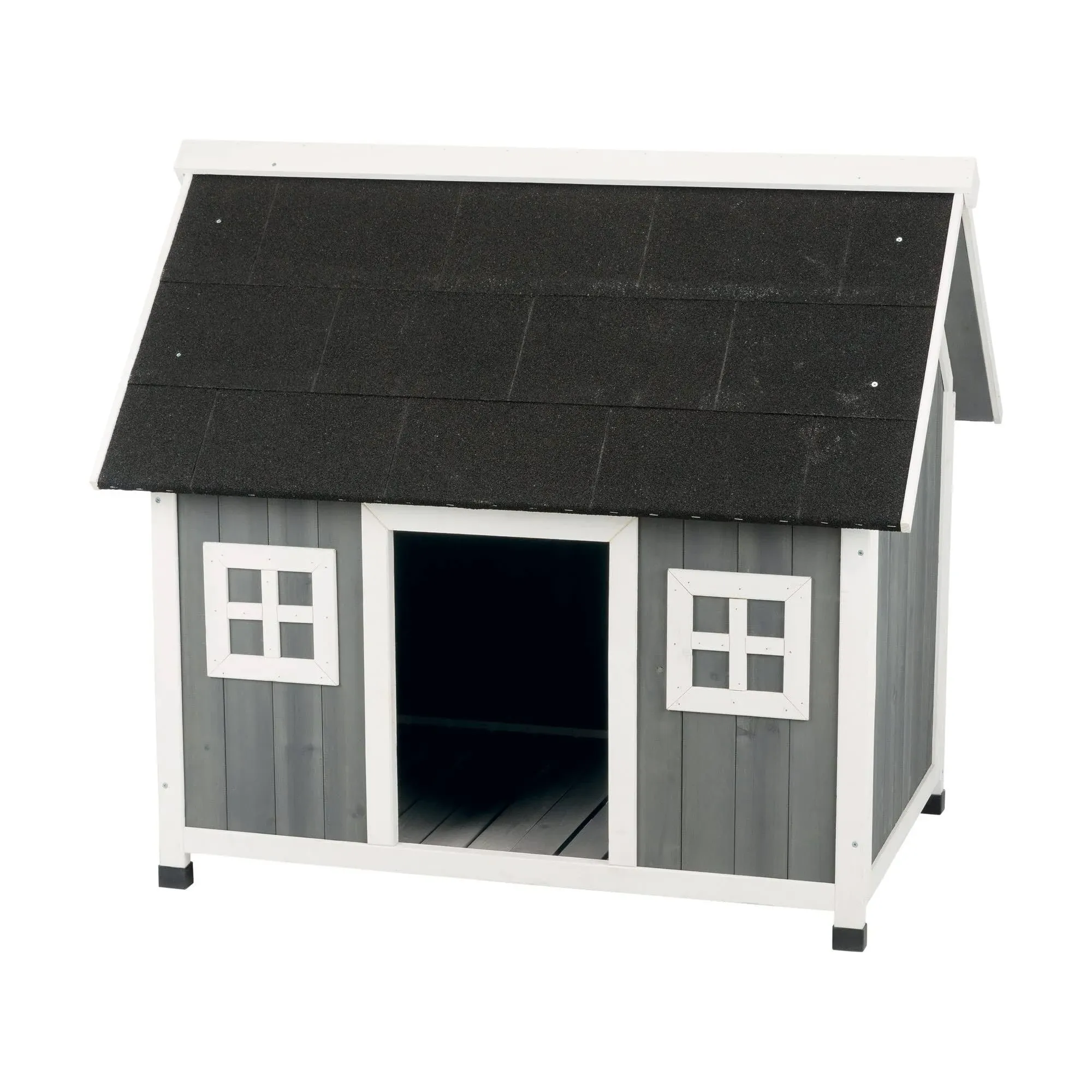 TRIXIE Elevated Pet Shelter Weatherproof Hard-Plastic Footing Wood Gray/White