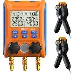 Elitech LMG-10 HVAC Digital Manifold Gauge 2 Valves with Thermometer Clamps