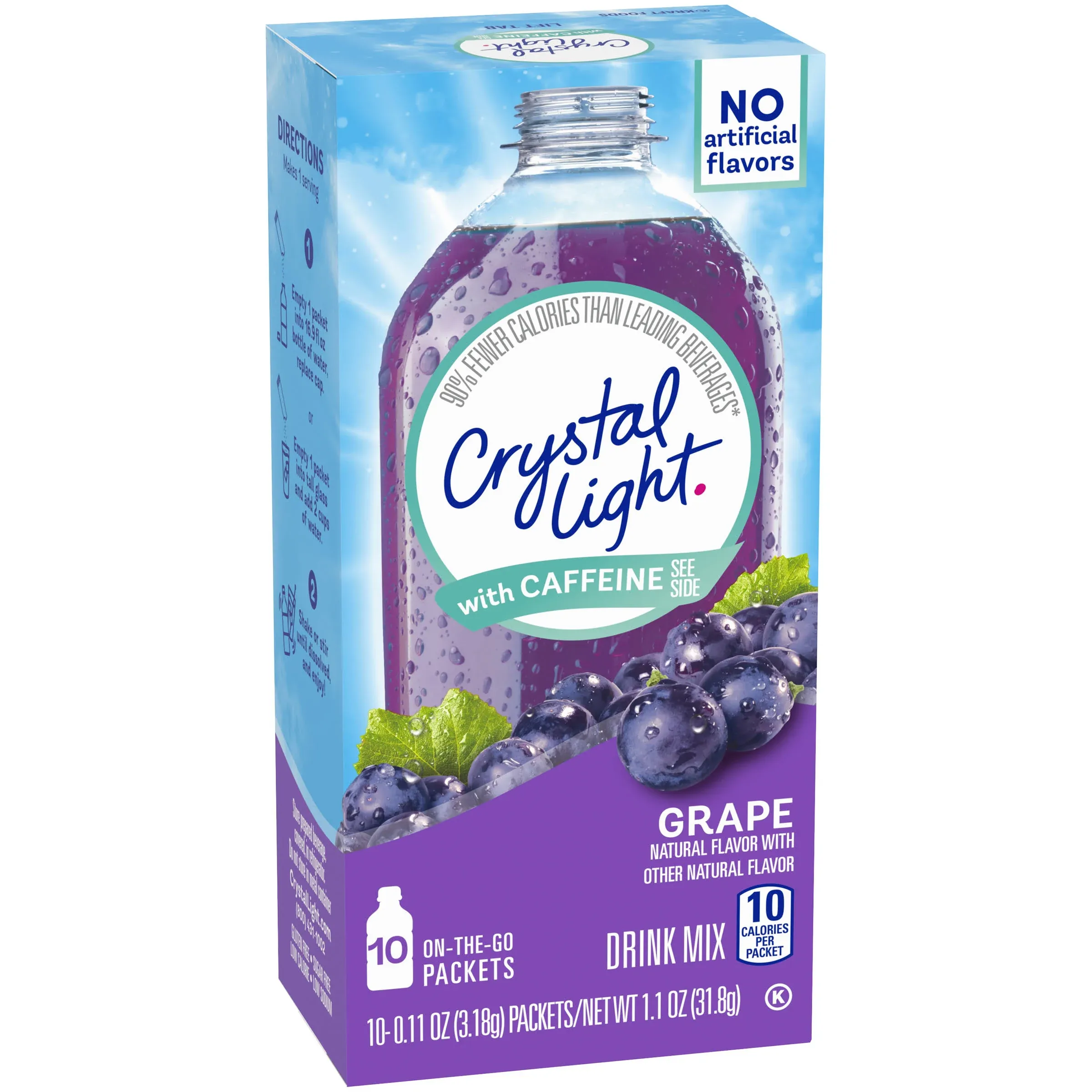 Crystal Light Drink Mix, with Caffeine, Wild Strawberry, On-the-Go Packets - 10 pack, 0.11 oz packets