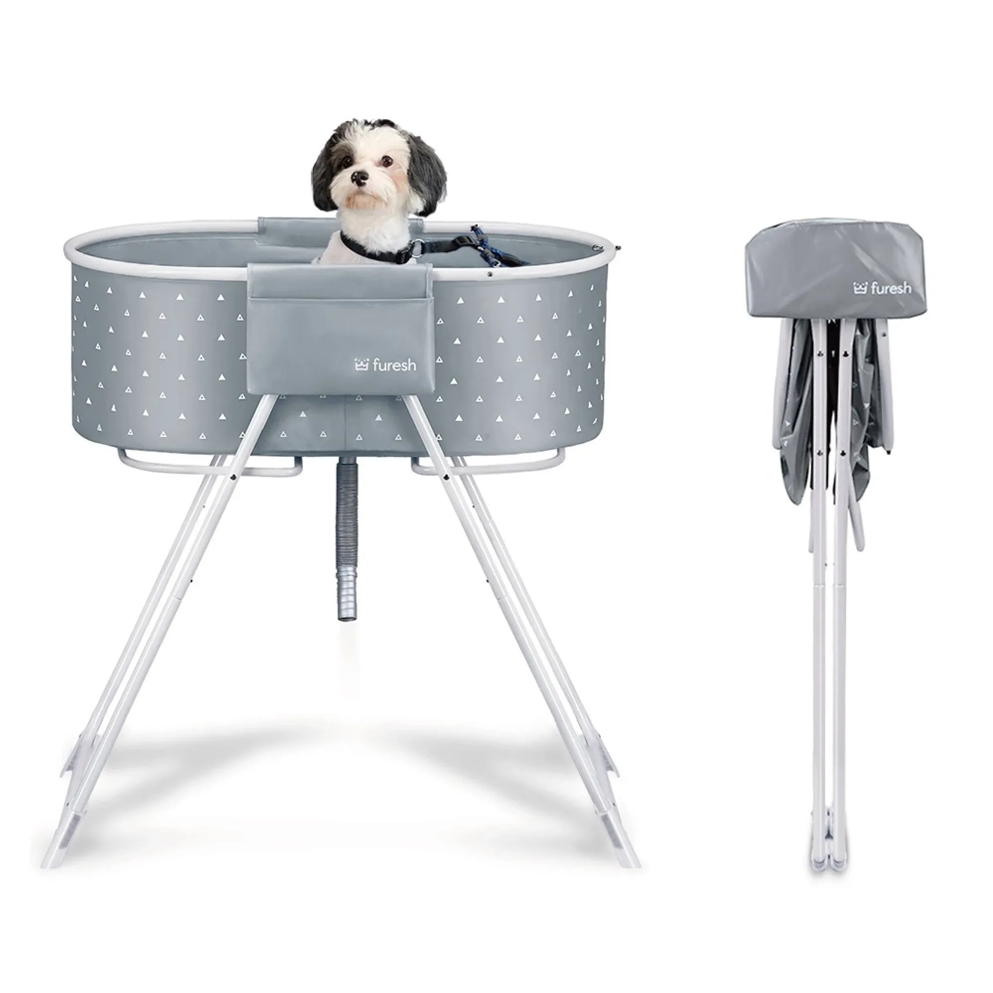 Furesh Elevated Folding Pet Bath Tub and Wash Station for Bathing, Shower and ...