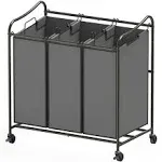 SimpleHouseware Heavy Duty 3-Bag Laundry Sorter Rolling Cart, Dark Grey