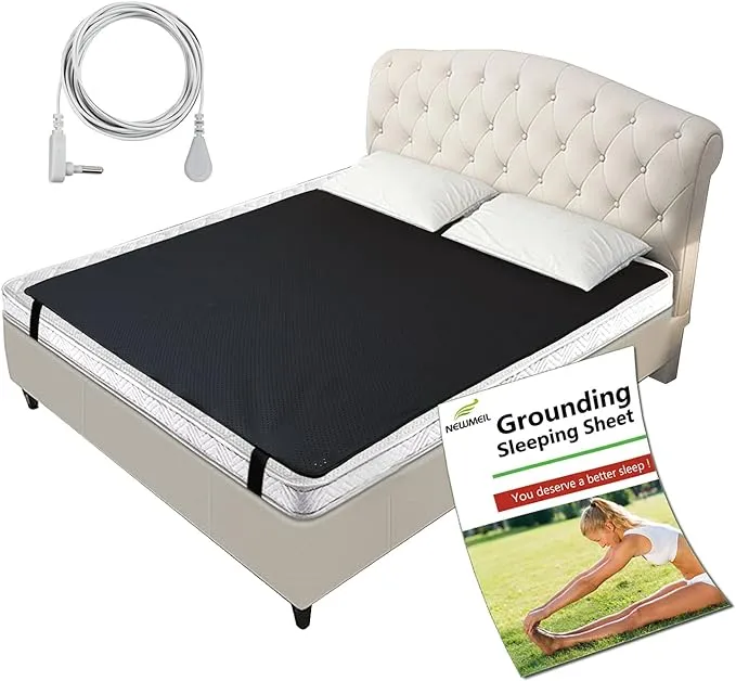 NeatEarthing Grounding Mat, Grounding Sleep Mat 54’’x 71’ Perforated Design 100% Conductive Carbon Leatherette Grounding Mats, Fits for Full Size