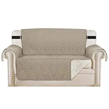 H.VERSAILTEX Reversible Loveseat Cover Furniture Loveseat, Khaki/Beige 