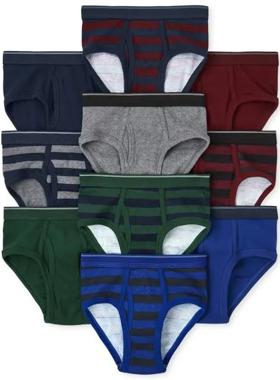 The Children&#x27;s Place Boys&#x27; Striped Briefs 10-Pack Medium 7-8 year New with Tags