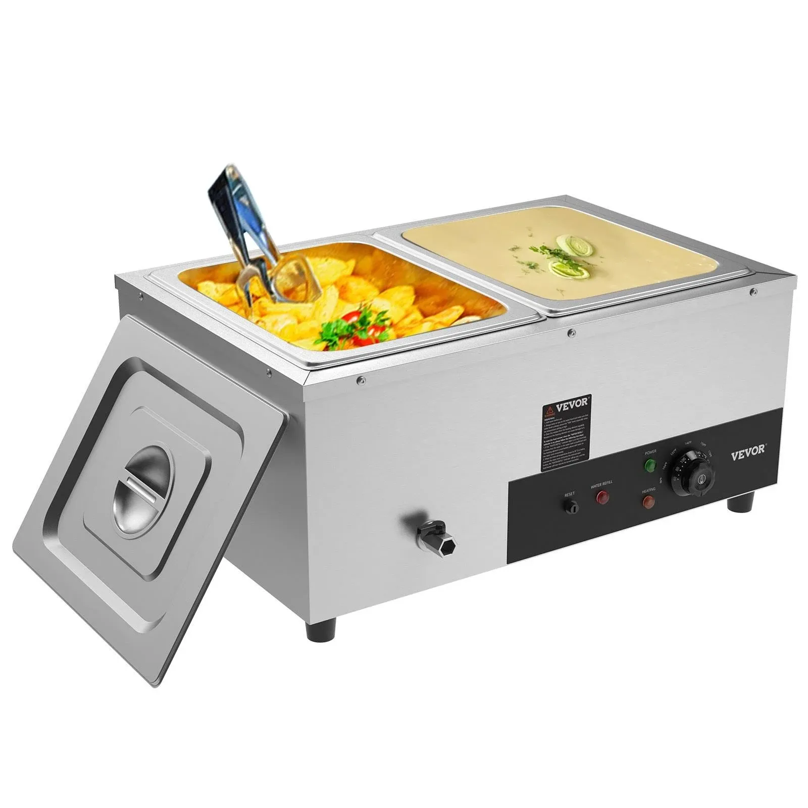 VEVOR Commercial Food Warmer 2x12Qt Electric Bain Marie Steam Table Buffet Pan  | eBay