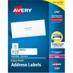 Avery® 5161 1" x 4" White Easy Peel Mailing Address Labels - 2000/Box