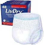 LivDry Adult XXL Incontinence Underwear, Extra Comfort Absorbency, Leak Protection, XX-Large, 48-Pack