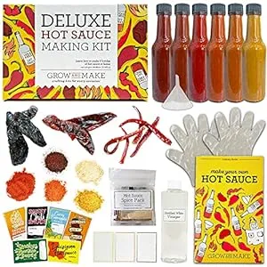 Deluxe DIY Hot Sauce Making Kit Gift For Him - Learn How to Make Your Own Hot