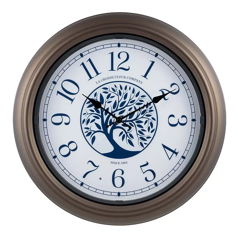 La Crosse Technology 403-3246BR 18-Inch Indoor/Outdoor Bronze Lux Lighted Dial Quartz Analog Wall Clock