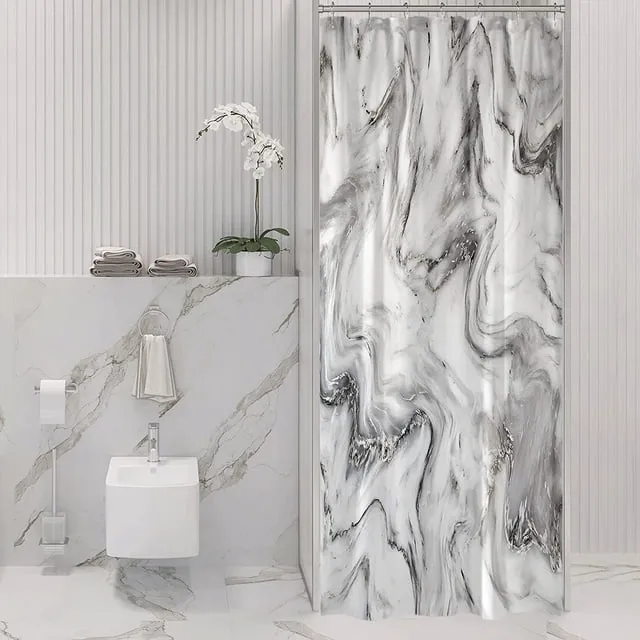 Small Stall Shower Curtain 36 x 72 Half Narrow Abstract Marble Shower Curtain