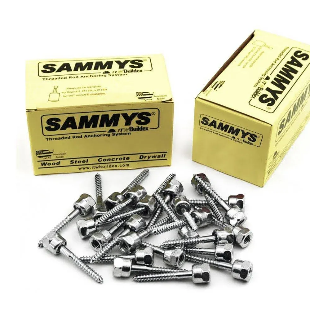 Sammys GST 100 1/4 Inch Vertical Thread Rod 1/4x1 Inch Screw, Steel (Pack of 50)