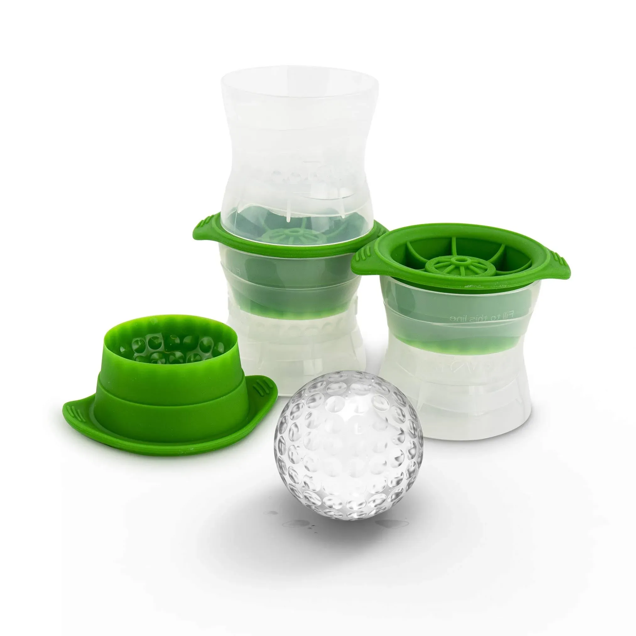 Set Of 3 Golf Ball Ice Molds In Green