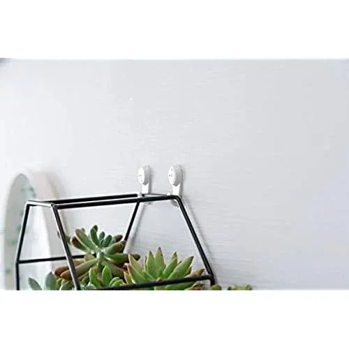 VanEnjoy 7" White Ceramic Wall Planters Vase and Copper,Drainage Hole with Bamboo Tray - Succulent Pot Air Plants Mini Cactus Artificial Flowers Hanging Geometric Hexagon Wall Decor (Black Metal)