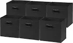 Simple Houseware 6 Pack - SimpleHouseware Foldable Cube Storage Bin with Handle, Black