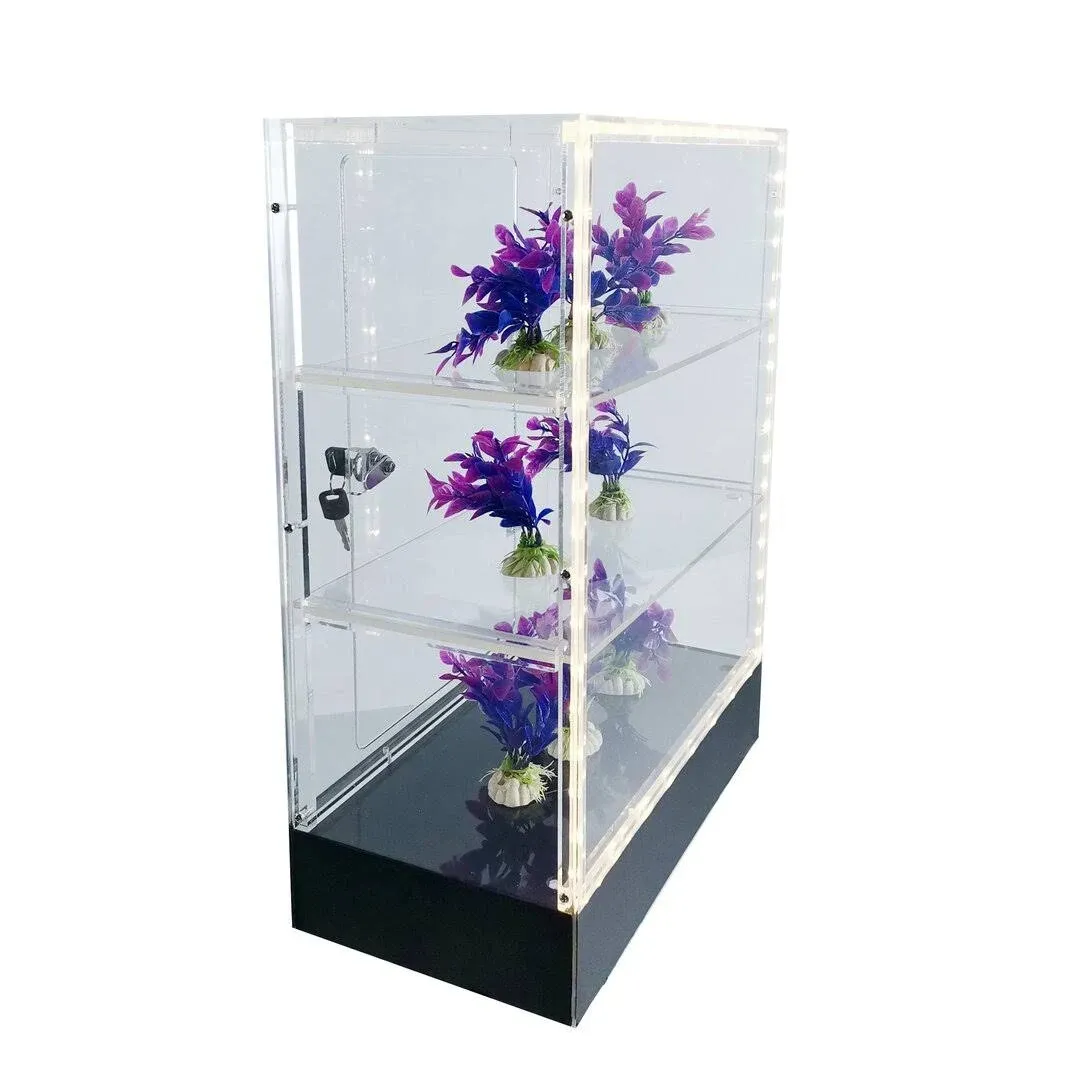 Clear Cabinet Acrylic Display Removable Shelf Case Plexiglass Showcase with Lock ...