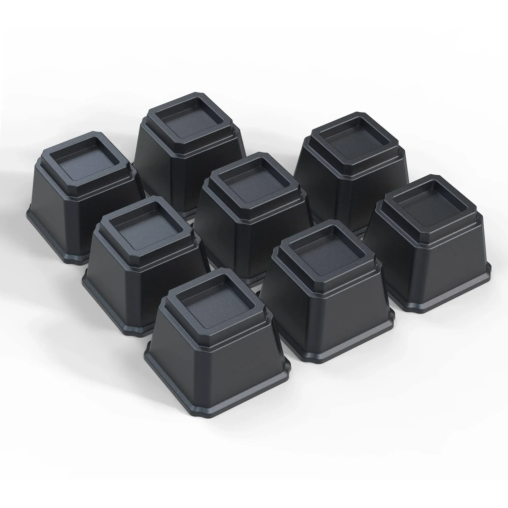 Bed Risers 4 Inch Heavy Duty, Furniture Risers for Bed Frame, Couch, Desk, Chair, Lifts Up to 3,500 lb, Set of 8, Black