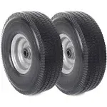 AR-PRO (2-Pack) 10-Inch Solid Wheel Replacement - 4.10/3.50-4 Flat Free Tire and Wheel with 5/8 extra 3/4 &1/2 Bearings and 2.2" Offset Hub - Compatible with Hand Truck, Generator, Gorilla Carts