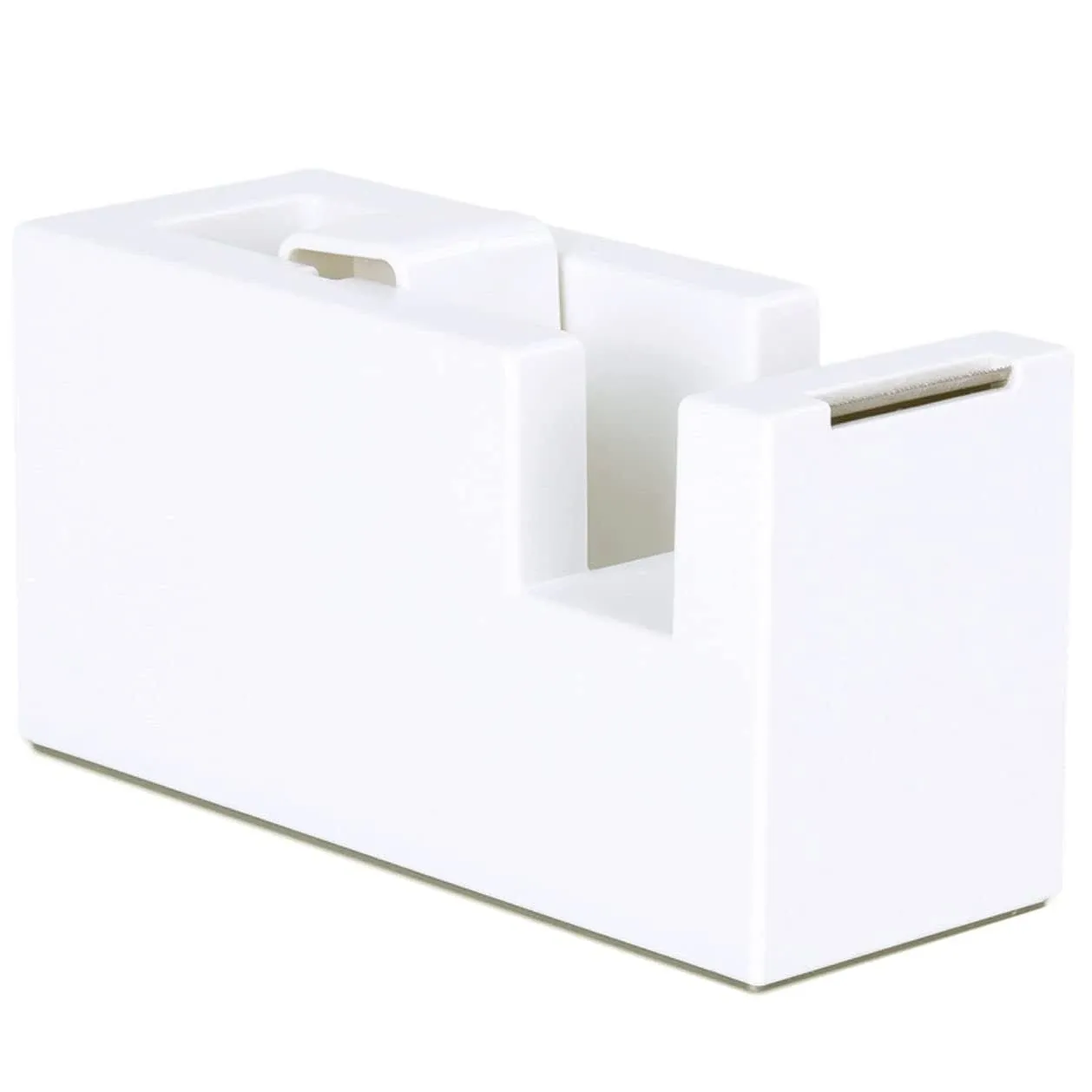 Desktop Tape Dispenser - Silicone Non-Skid Weighted Base Pure White 