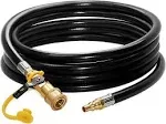 DOZYANT 12 feet Low Pressure Propane Quick-Connect Hose, RV Quick Connect Propane Hose, Quick Disconnect Propane Hose Extension - 1/4” Safety Shutoff Valve & Male Full Flow Plug for RVs