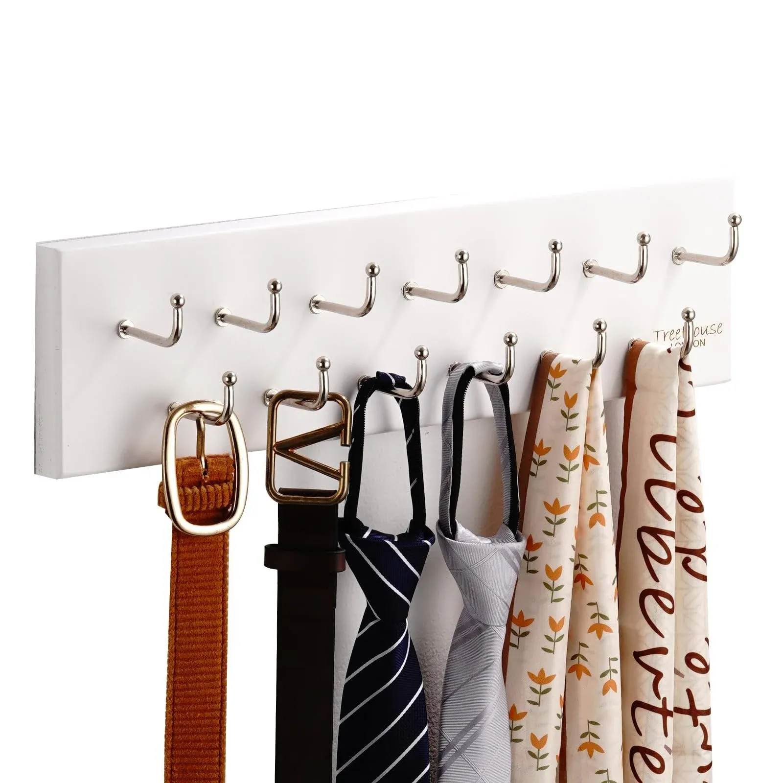 Treehouse Belt Organizer Rack, Holds Over 28 Large Belts, Sturdy Metal &amp; Solid 