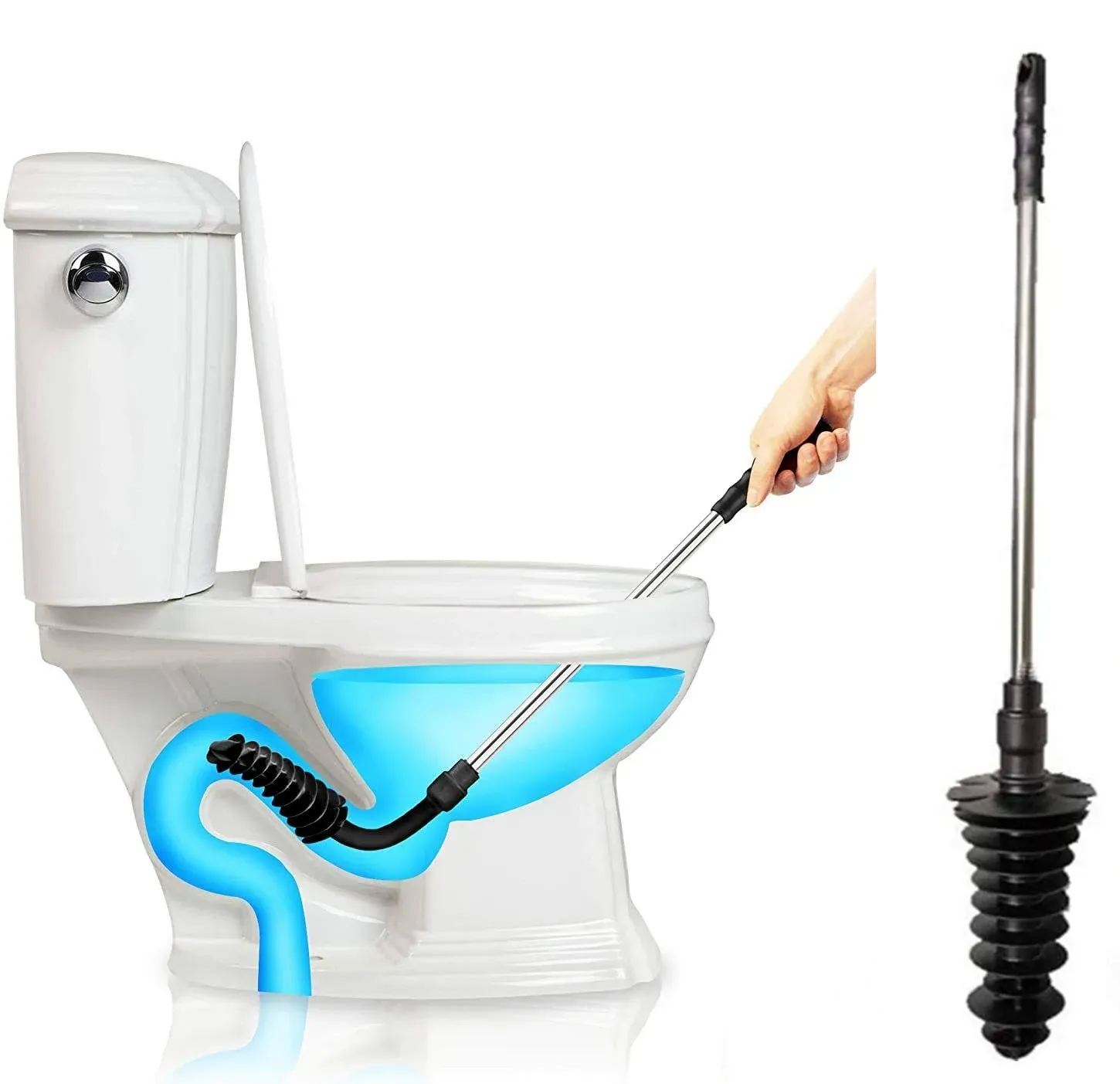 HOMEGOAL Toilet Plunger, Piston Type Toilet Clog Remover,Flexible Rubber Head ...