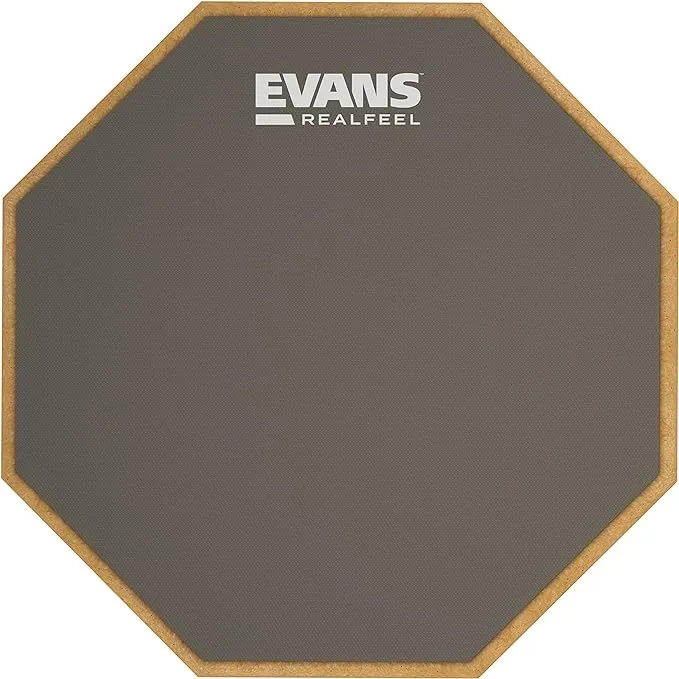 Evans RealFeel - Drum Practice Pad - Drum Pad - Drummer Practice Pad - Gum Rubber, Single Sided, Stand Mountable, 6 Inch