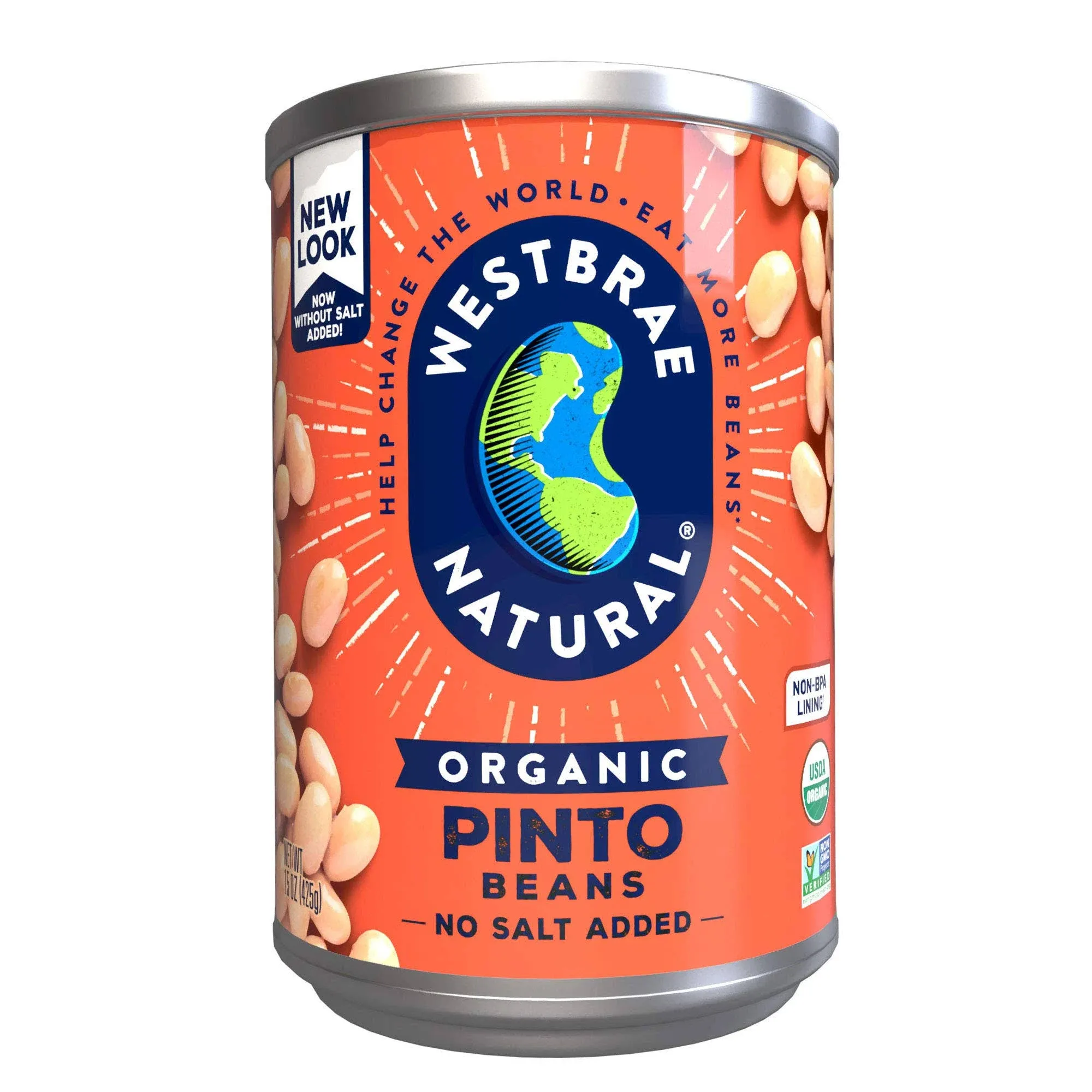 Westbrae Natural Organic Pinto Beans, No Salt Added, 15 Oz (Pack of 12) (Packaging May Vary)