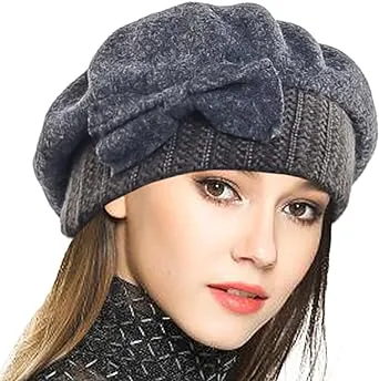 VECRY Women Wool Beret Angola Knit Beanie Skull Cap Dress Winter Hats