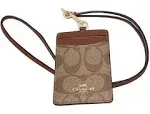 Coach ID Lanyard In Signature Coated Canvas F63274 Gold/Khaki Saddle NWT