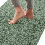 Gorilla Grip Chenille Bath Rug 44x26, Rubber Backing Quick Dry Washable Microfiber Mats, Sage Green