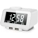 uscce Digital Alarm Clock Radio - 0-100% Dimmer, Dual Alarm with Weekday/Weekend Mode, 6 Sounds Adjustable Volume, FM Radio w/Sleep Timer, 2 USB