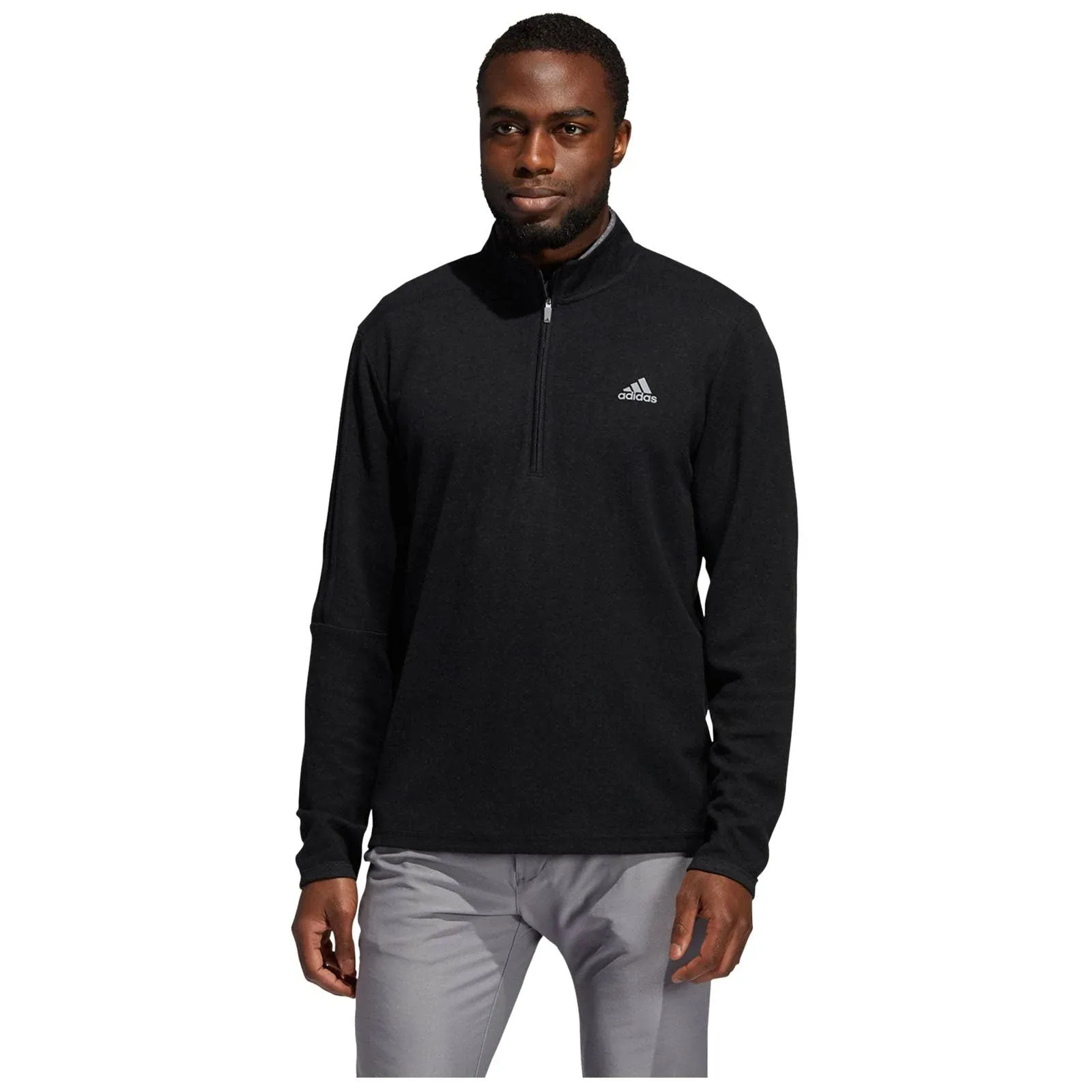 Mens Adidas Golf 3 Stripe 1/4 Zip Top - Black