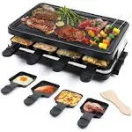 Fajiabao Electric Korean BBQ Indoor Grill Table Smokeless Portable Raclette Grill Nonstick with 8 Cheese Maker Pans Temperature Control & Dishwasher Safe 1300W Ideal for Parties and Family Fun