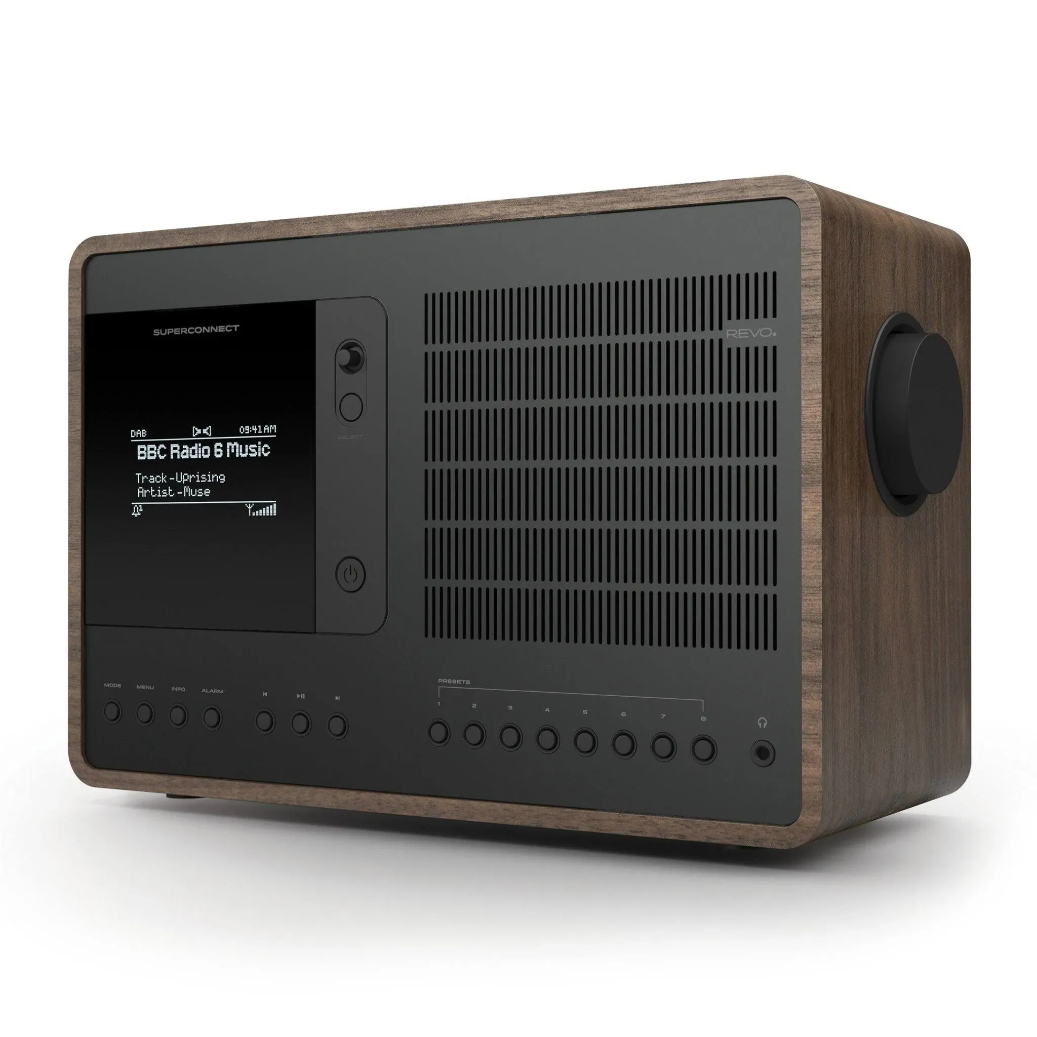 Revo SuperConnect Wireless Music System with Internet Radio, Spotify Connect, Wi-Fi, FM, and Bluetooth - Walnut/Black