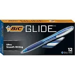 BIC Glide Blue Retractable Ballpoint Pens, Medium Point (1.0mm), 12-Count Pack, Ultra Smooth Writing Blue Pens