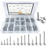 410 Stainless Steel Self Tapping TEK Screws Assortment,430 pcs #8#10#12 Hex Head Self Drilling Screws for Metal, Length 1/2" to 2"