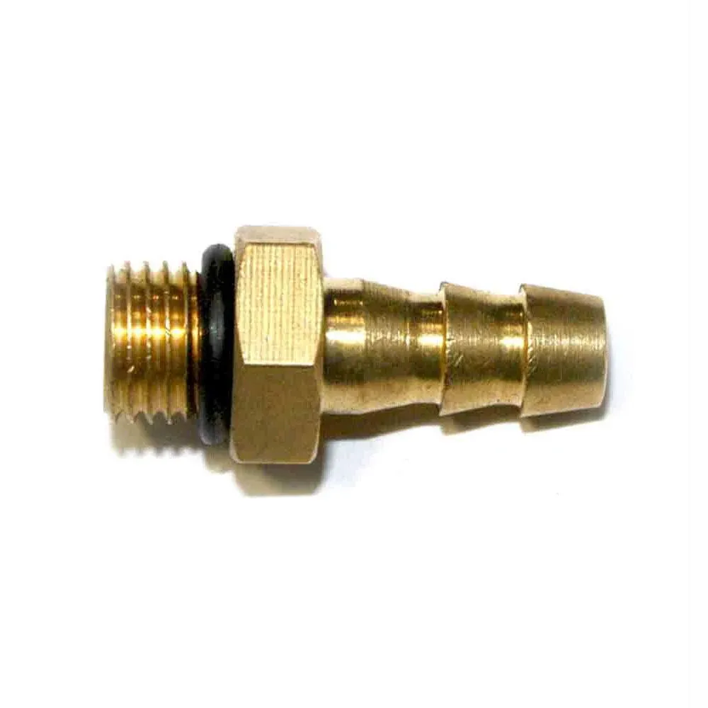 3/8 Inch - 24 UNF Male x 1/4 Inch Hose Barb Connector for Inflator Whips, PK 6