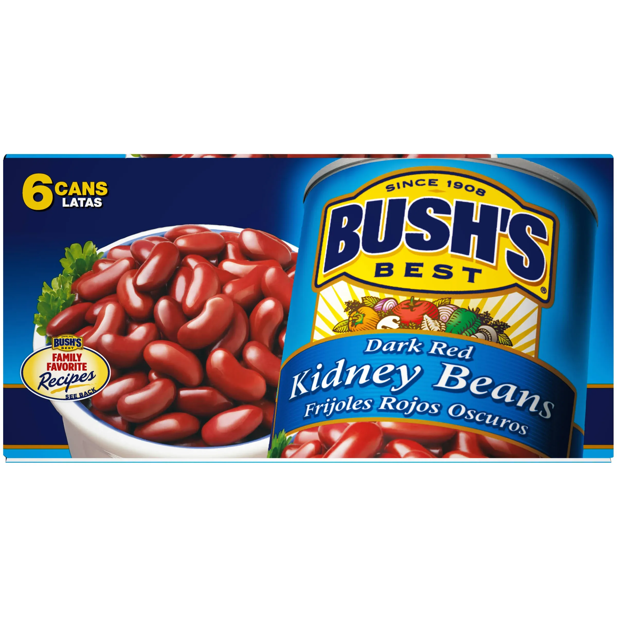 BUSH'S BEST 16 oz Canned Dark Red Kidney Beans, Source of Plant Based Protein and Fiber, Low Fat, Gluten Free, (Pack of 12)