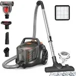 Aspiron Canister Vacuum Cleaner, 1200W Lightweight Bagless Vacuum Cleaner, 3.7qt Capacity, Automatic Cord Rewind, 5 Tools, HEPA Filter, Pet Friendly