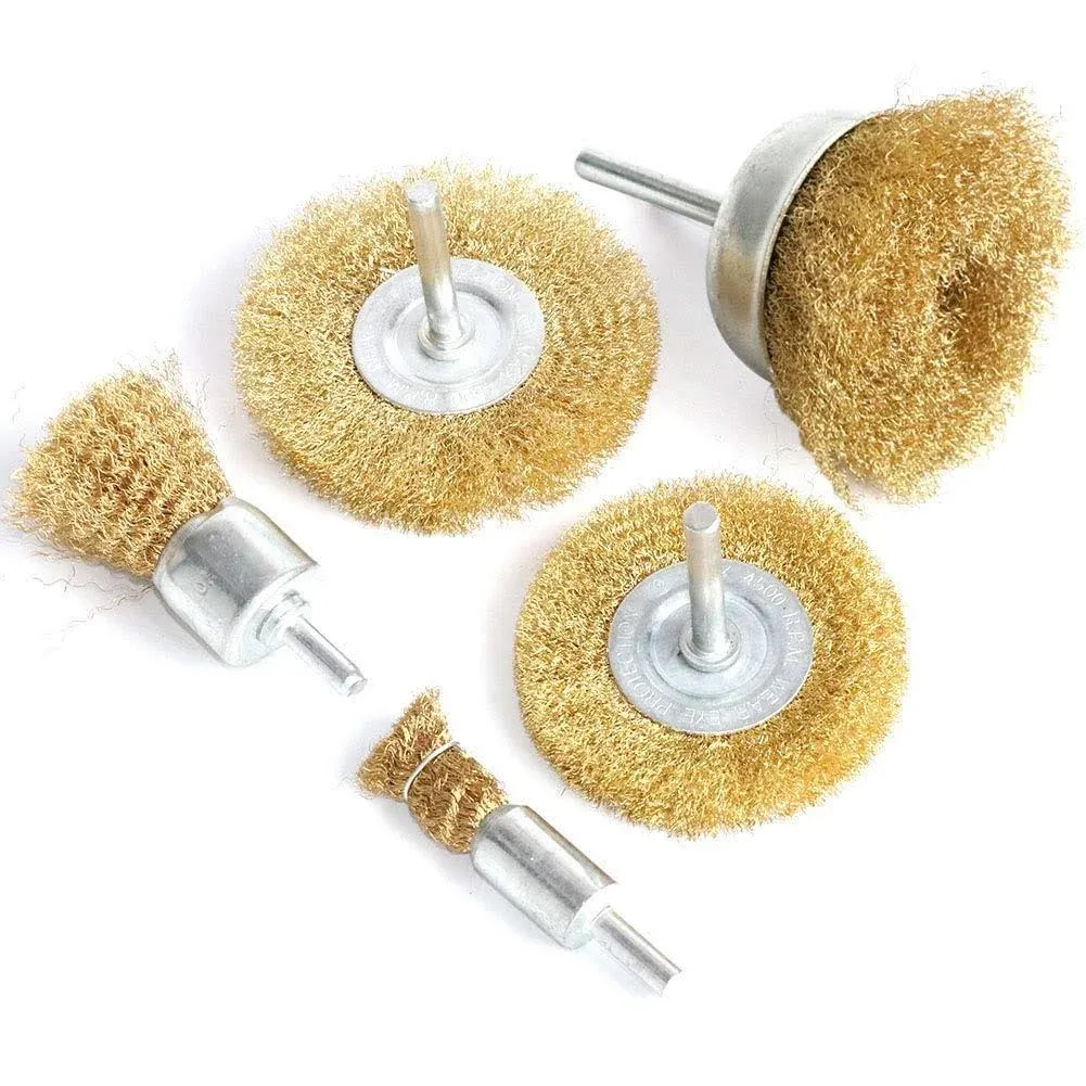 FPPO Brass Wire Wheel Brush Kit for Drill,Crimped Cup Brush with 1/4-Inch Shank,0 ...