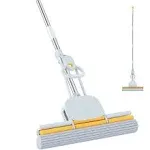 PVA Sponge Mops for Floor Cleaning Squeeze with 60" Long Handle, Self Wringing Mop with 15" Head for Kitchen Bathroom Tiles, Sponge Mops for Floor Cleaning with Wringer DUDTO