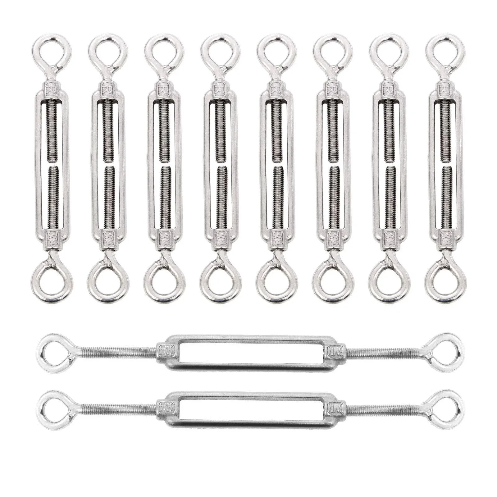 LISHINE 10 Pack M6 Eye and Eye Turnbuckle for Cable Wire Rope Tension Heavy Duty ...