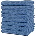 POLYTE Ultra Premium Microfiber Kitchen Dish Hand Towel Waffle Weave, 8 Pack (16x28 in, White)