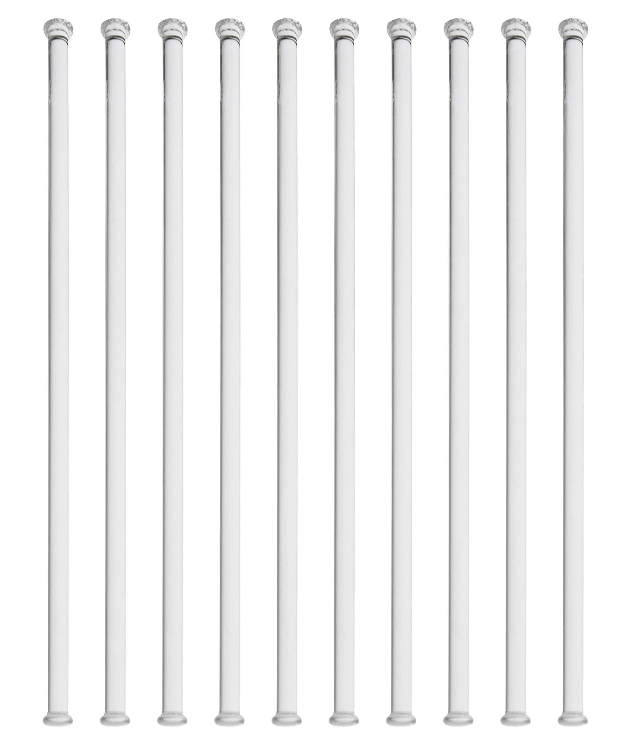 10PK Glass Stirring Rods, 11.8" - Dual Button Ends, 6mm Diameter - Eisco Labs