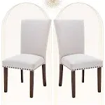 Upholstered Parsons Dining Chairs Set of 2, Fabric Dining Room Kitchen Side Chai