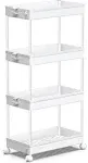 Storage Cart 4 Tier Mobile Shelving Unit Organizer Utility Rolling Shelf Cart with Wheels for Bathroom Kitchen Bedroom Office Laundry Narrow Places