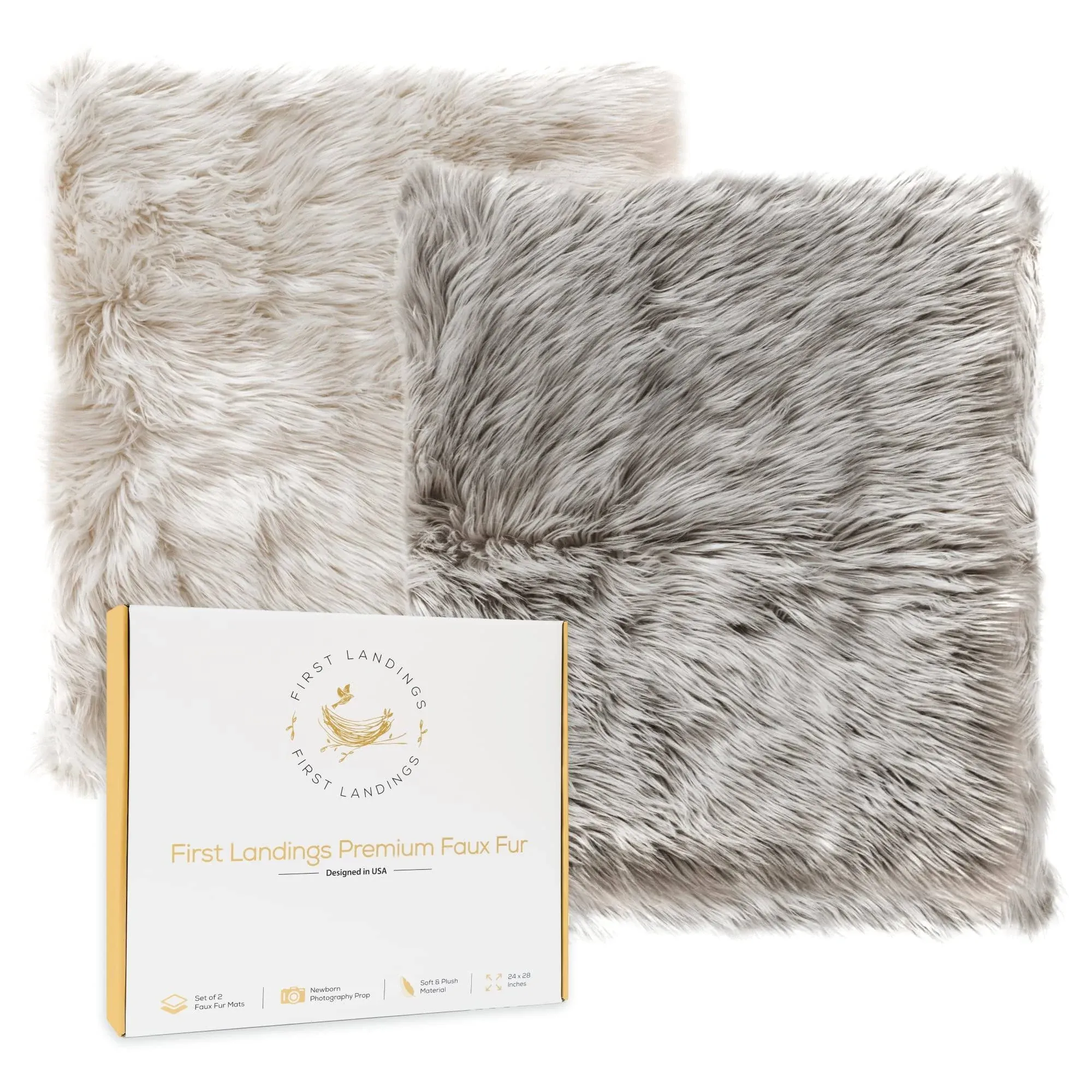 First Landings Ultra Soft Faux Fur Baby Blanket 2 pack