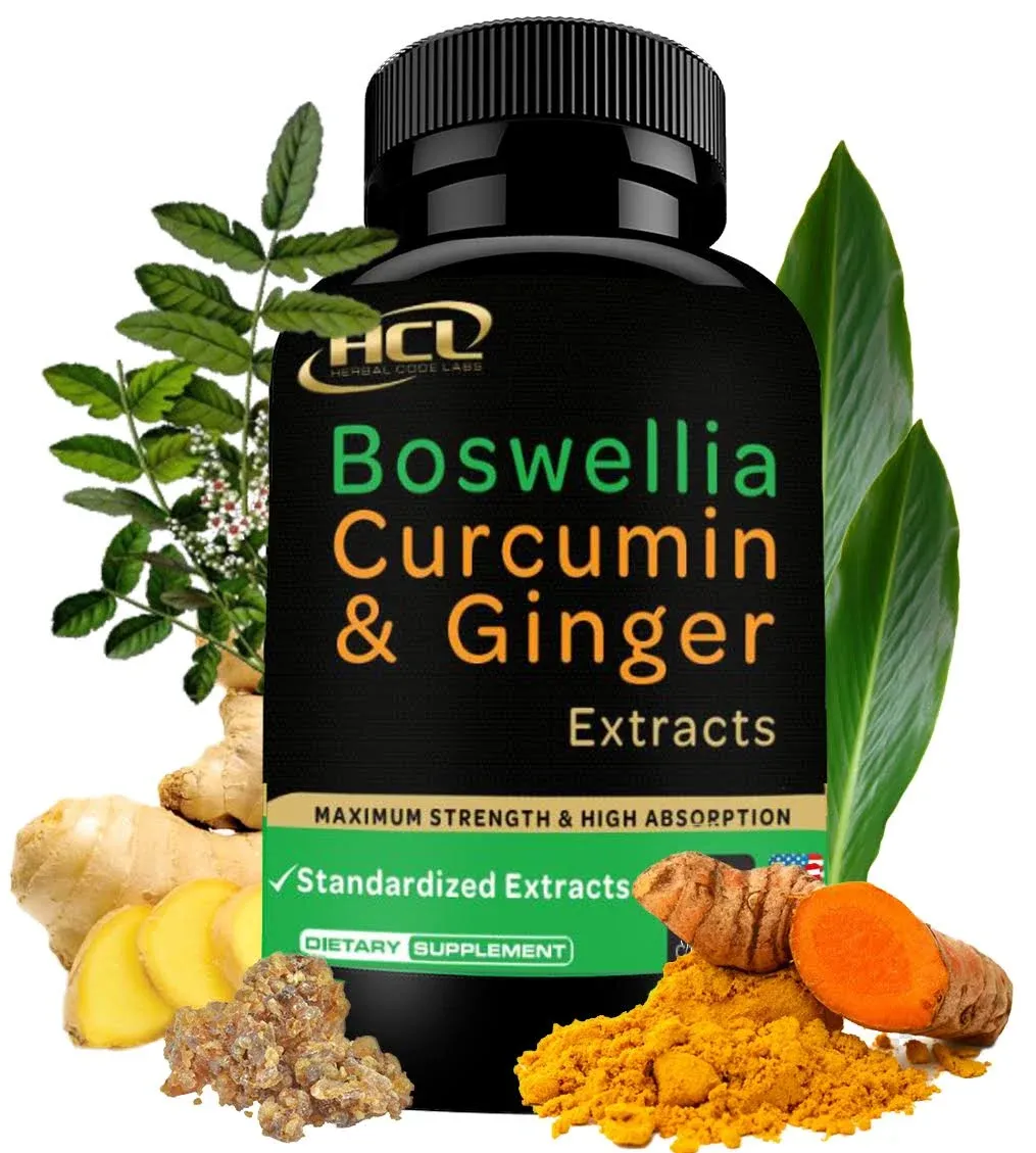 Boswellia Curcumin Ginger Extracts – Strong 95% Curcuminoids Natural Joint Su...