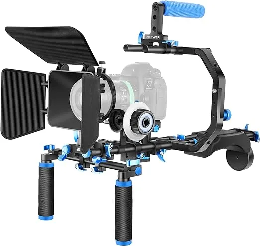 Neewer Shoulder Rig Kit for DSLR Cameras and Camcorders, Movie Video Film Making System with Matte Box, Follow Focus, C-Shaped Bracket, 15mm Rods,